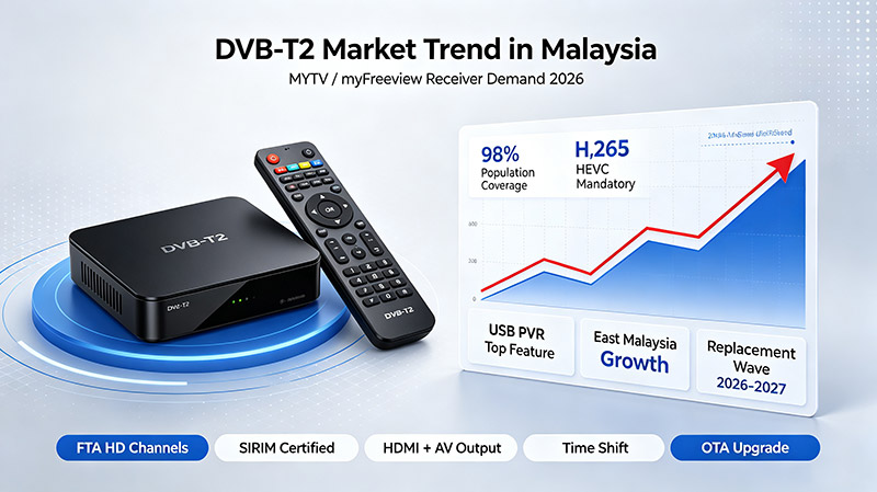 DVB-T2-markkinatrendi Malesiassa (2026 myFreeview / MYTV)